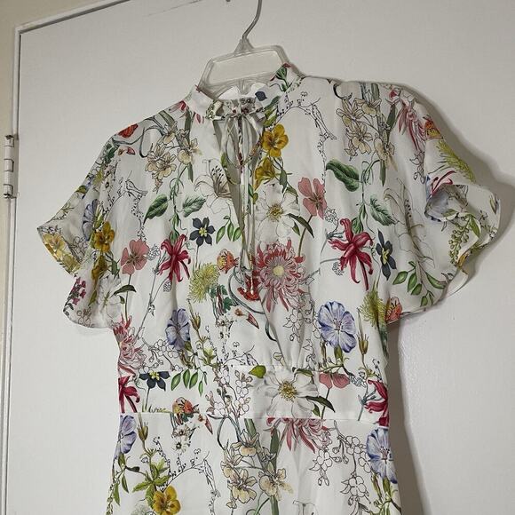 PARKER Natalie Multi floral ruffle hem mini silk dress size US 4 - Picture 3 of 7